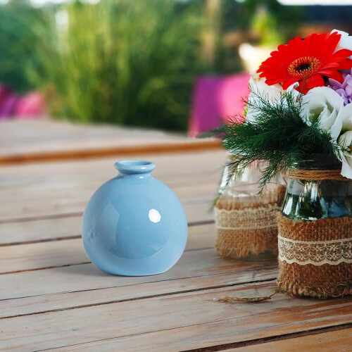 Keramikvase – Kleines blaues Tischgesteck, modern 1