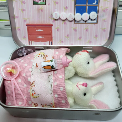 Petit ensemble de jouets de Pâques lapin de poche avec panier et 2