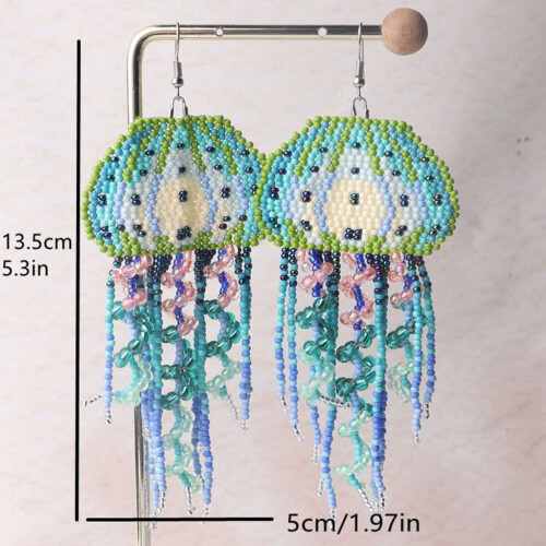 Handmade Bead Drop Earrings with Long Tassels 1