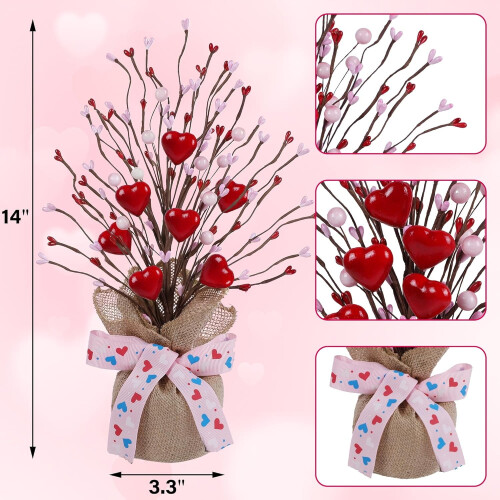 2er-Pack künstliche Valentinsbäume (35,5 cm) mit Herz 2