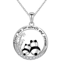 Ezüst panda medál nyaklánc nőknek – 22 mm, 18+1,9"
