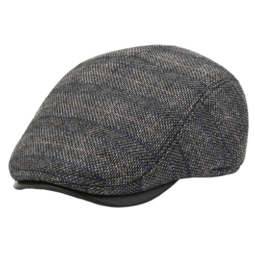 Herren-Retro-Karo-Baskenmütze Grau M/S