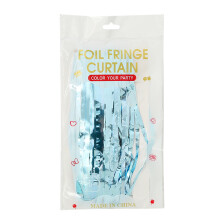 Fond à franges irisées 1 x 3 m, guirlande en feuille holographique
