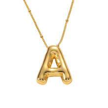 Gold Plated Bubble Letter Necklace – Initial Pendant on