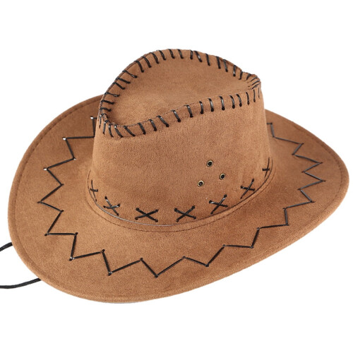 Μαύρο Καπέλο Western Cowboy για Ενήλικες Unisex από Τεχνητό Δέρμα