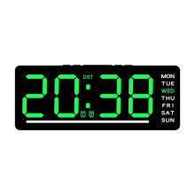 Despertador digital LED verde de 6,1 polegadas com data e temperatura.