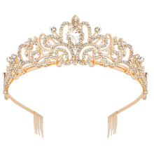 Hopeinen kristalli tiara kruunu kammoilla naisille