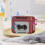Breloc mini magnetofon retro – Roșu, ABS, 1 buc. 1