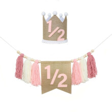 Linen Baby 6-måneders fødselsdagsdekorationssæt