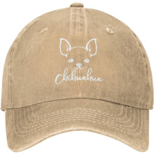 Vintage Chihuahua baseballpet van gewassen denim – Verstelbaar