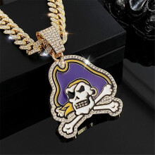 Ketting met piratenschedelhanger voor mannen en vrouwen, 15 mm Cubaanse stijl