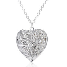 Hartvormige fotohanger ketting voor dames, zilverlegering, 1 stuk