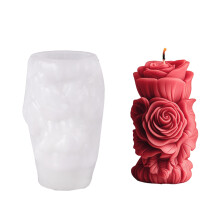 3D Rose Cylinder Silicone Molds for Handmade Candle Soap-C