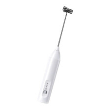 Mousseur à lait à 3 vitesses variables, chargement USB,-Blanc