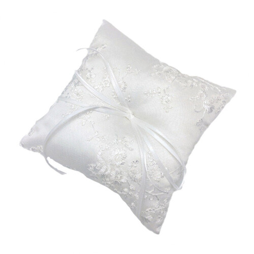Decorative Wedding Rings Holder Pillow Features Lace And Beads