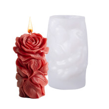 3D Rose Flower Cylinder Silicone Candle Molds for Candle Soap-D