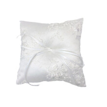 Romantiek kralen organza bruidsringen houder met kantdetail