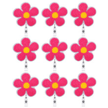 Embroidered Flower Applique With Secure Clip for Badges-Style B