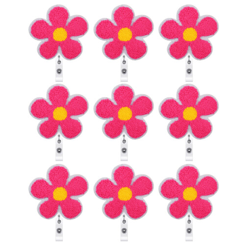 Embroidered Flower Applique With Secure Clip for Badges-Style B