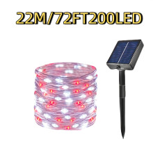 (J, 22M/72FT200LED) 1pc Solar Garden Decorative Lights, IP54 Rated, Perfect for Embellishing Festive Occasions Like Christmas