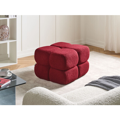 Beliani Pouffe CALIENTE Boucle Dark Red 1