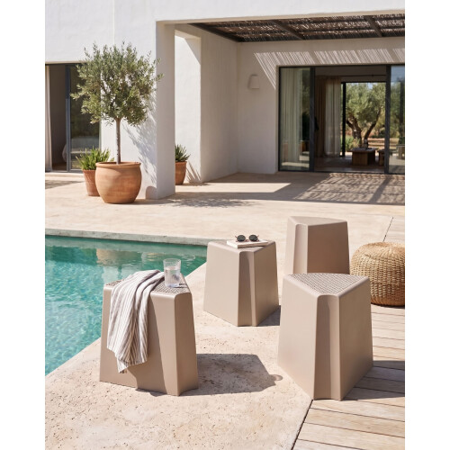 Beliani Set of 4 Garden Stools EVROS Beige 1