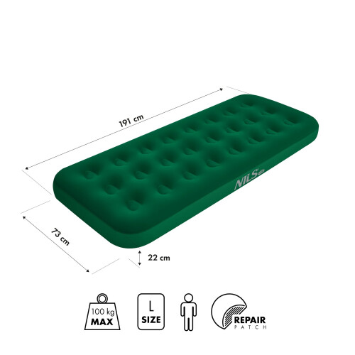 Campingmatras 191x73x22 cm, Groen 2