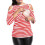 Maternity T Shirt Breastfeeding Design Striped Pattern-Red 2XL 1