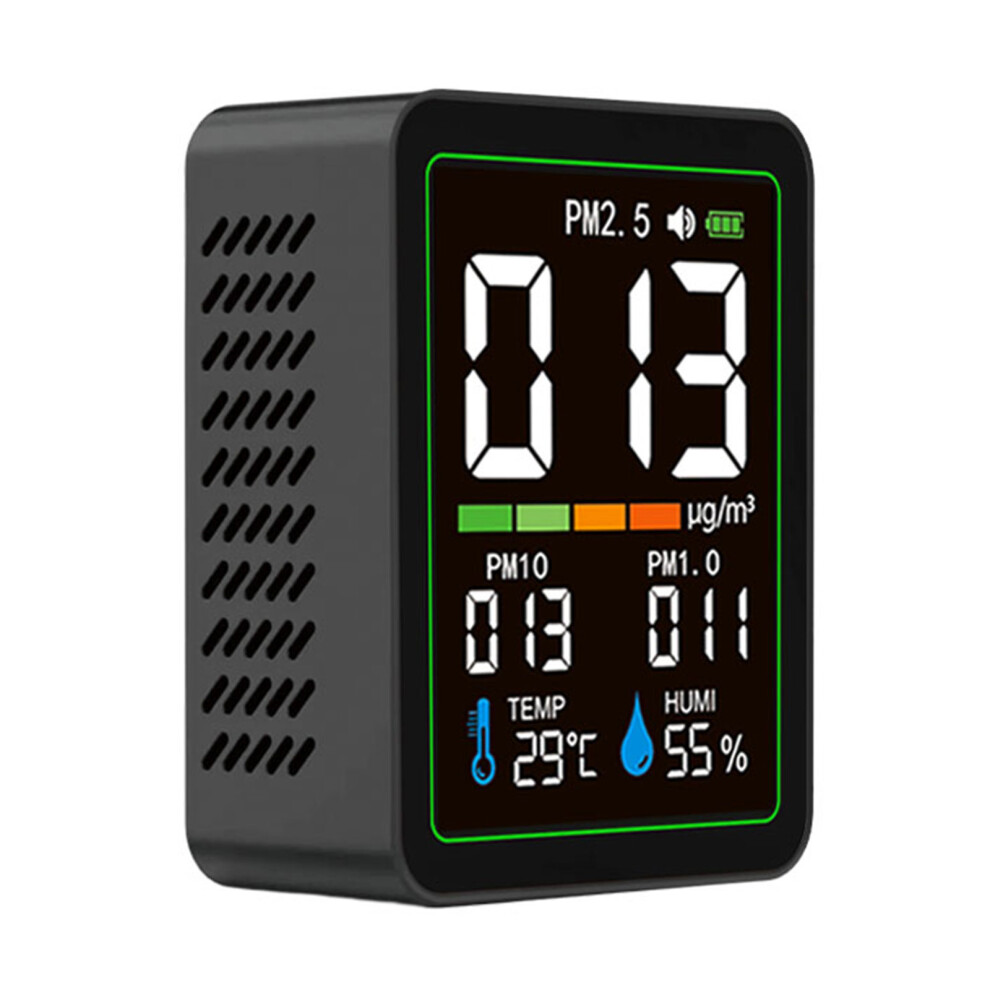 Black Pm2.5 Pm10 Pm1.0 Temperature Humidity Detectors Monitor