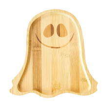 Dřevěný halloweenský dýňový a duchový tác