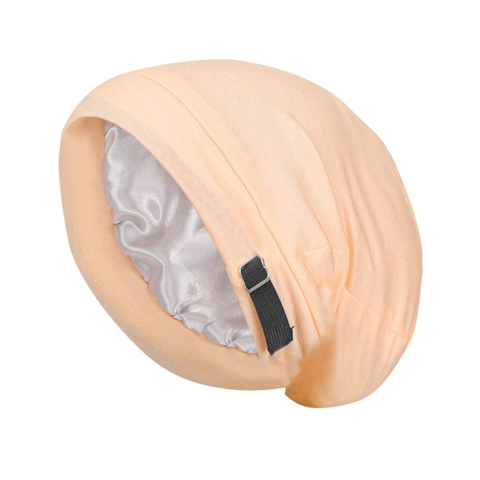 Beige Extra Large Silky Hair Bonnet For Curly Hair