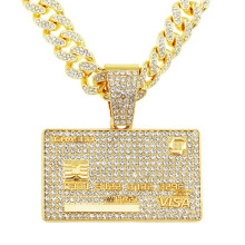 Kubanische Gliederkette mit Bankkartenanhänger – Silber/Gold