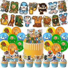 Kit de décoration pour fête d'anniversaire Brainrot sur le thème du dessin animé avec bannière