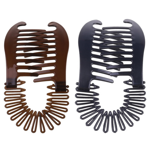 Banaanvormige haarclips van flexibel plastic (2 stuks)