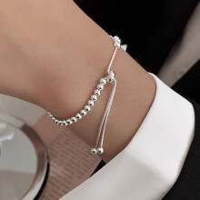 Verstelbare armband met zilveren kralen voor dames