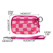 Pouch Wristlet Plaid Uiscedhíonach le Sliotán Cárta Glan