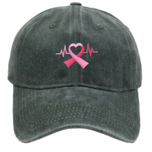 Baseballkappe aus Denim mit rosa Schleife – Verstellbare Unisex-Kappe