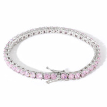 Tennisarmband met roze toermalijn in 925 sterling zilver