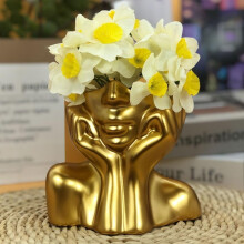 Egyedi arculatú műgyanta váza, modern minimalista otthoni és irodai dekoráció arany díszítéssel - dekoratív virágtartó nappali asztalra,