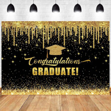 Class of 2025 Black and Gold Graduation Banner