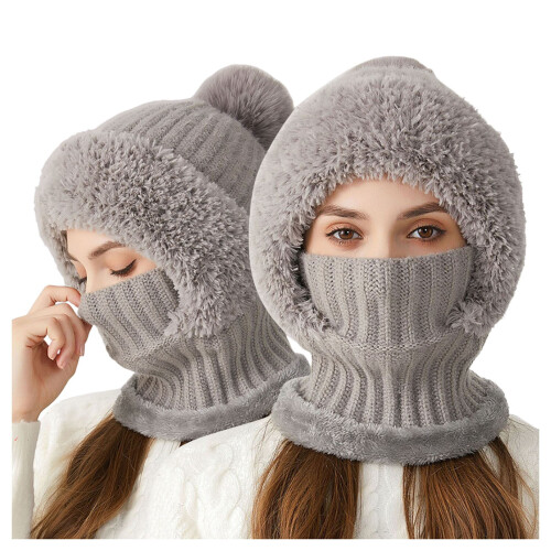 Gorro, cachecol e capuz 3 em 1 para mulheres