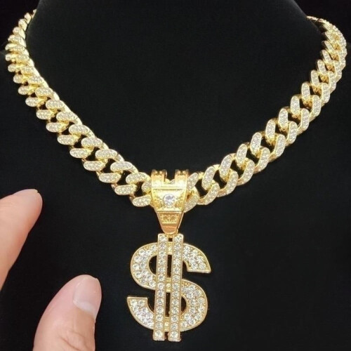 Κολιέ Hip Hop Dollar με Κουβανέζικη Αλυσίδα 13 χιλιοστών 2