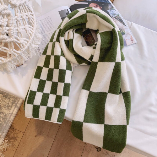 Eșarfă tricotată verde, eșarfă caldă unisex de iarnă 1