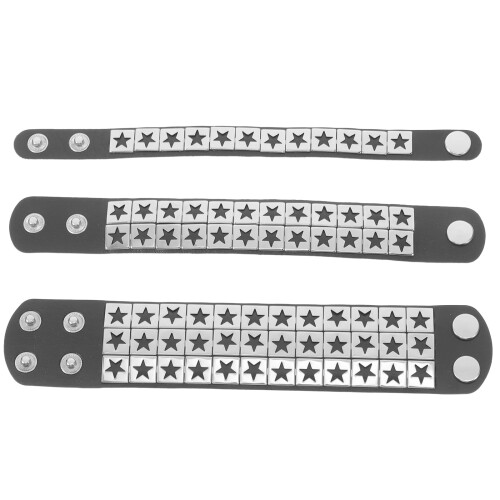 Set de brățări punk din PU cu stele – 3 bucăți 2