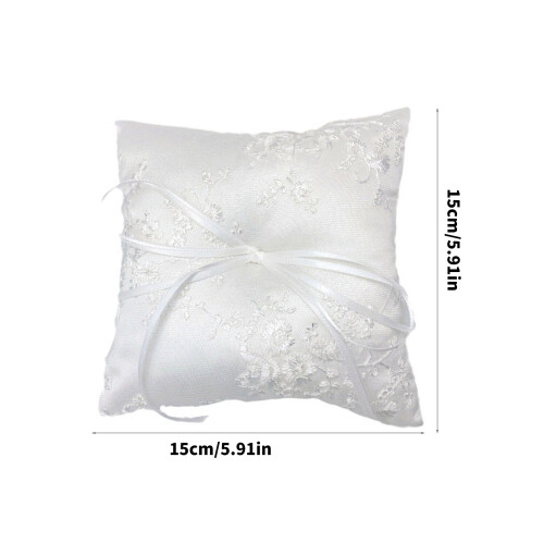 Decorative Wedding Rings Holder Pillow Features Lace And Beads 2