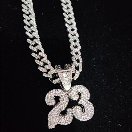 Number23Κολιέ μενταγιόν για άνδρες και γυναίκες, Κουβανέζικη αλυσίδα, 2