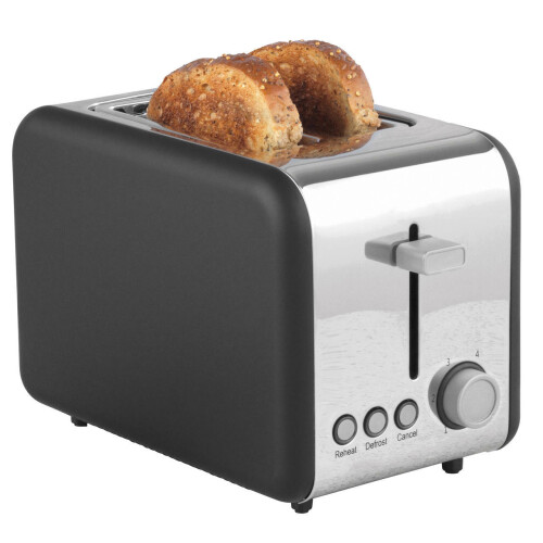 Salter Grey 2 Slices Toaster 850W Breakfast Maker Pop up Bread Loaf Toaster Machine