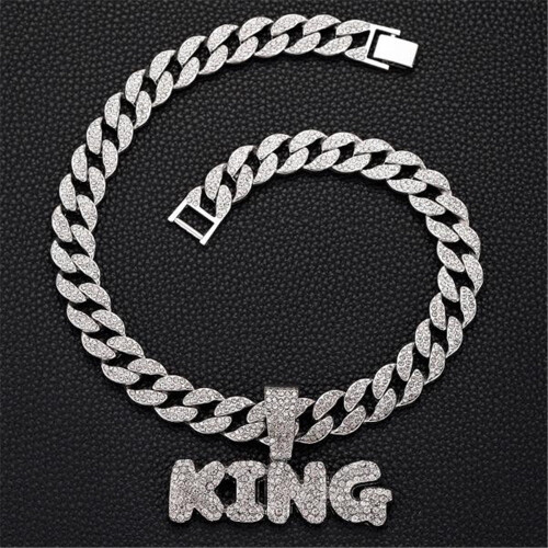 Κολιέ μενταγιόν KING για άνδρες και γυναίκες, κουβανέζικη αλυσίδα 15 χιλιοστών 1