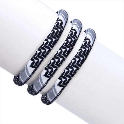 Pulsera Keffiyeh blanca y negra ajustable 2