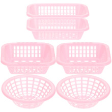 Cestas pequeñas de plástico rosa para lavar verduras (6 unidades)
